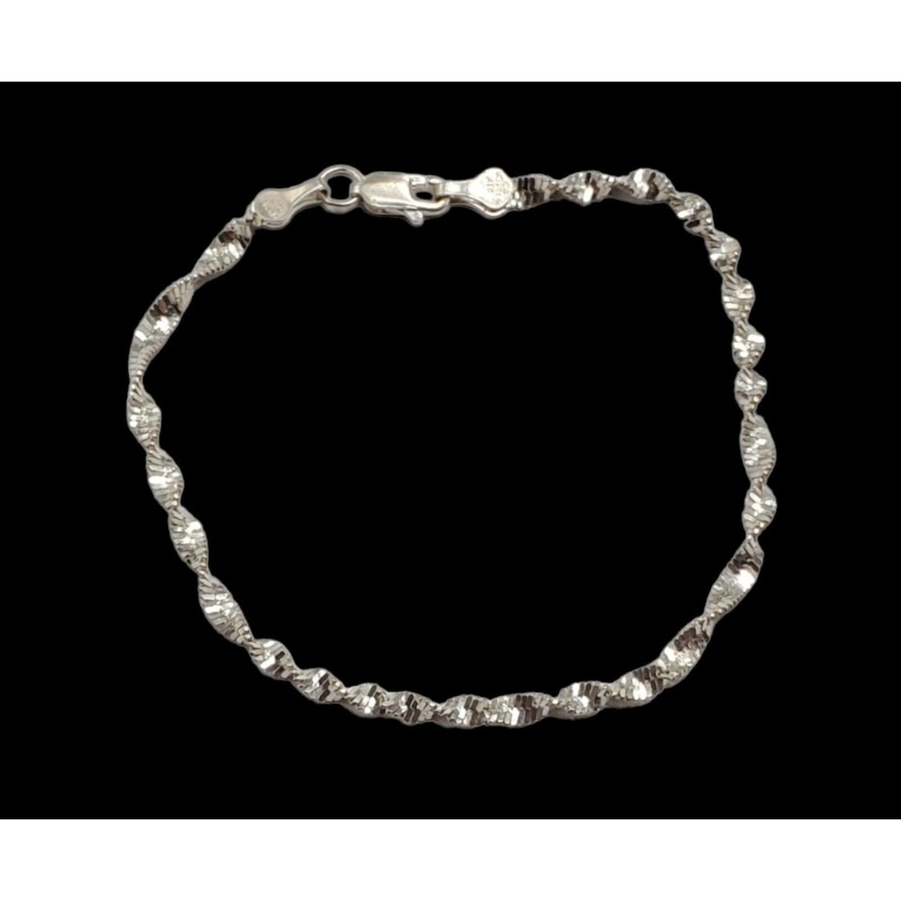 Vintage 925 Sterling Silver Twist Swirl 7" Bracelet 4g